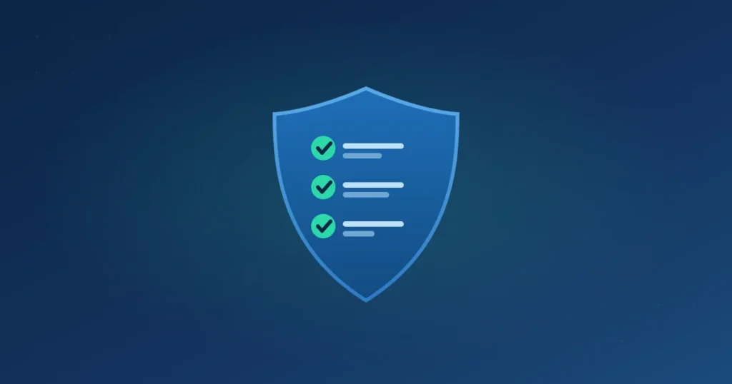 Escudo con checklist de seguridad para escuelas online en WordPress.